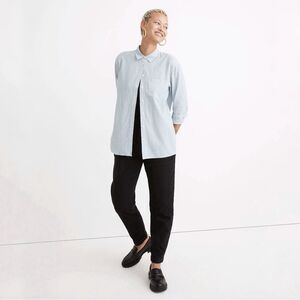 Madewell Oversized Ex-Boyfriend Tulip-Back Shirt in Blue Stripe Size Large